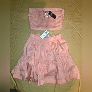 Abercrombie & Fitch Pinl Poplin Skirt And Strapless Top Size XXS